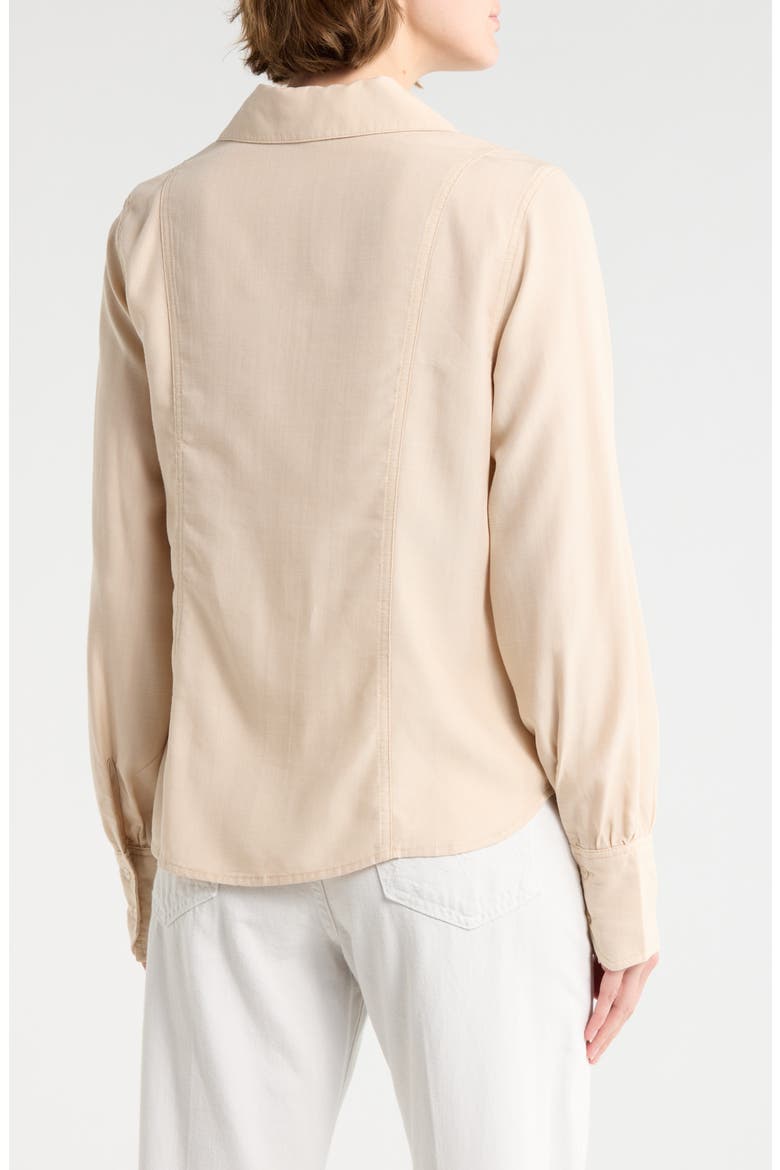 Embroidered Chambray Button-Up Shirt, Alternate, color, MACADAMIA
