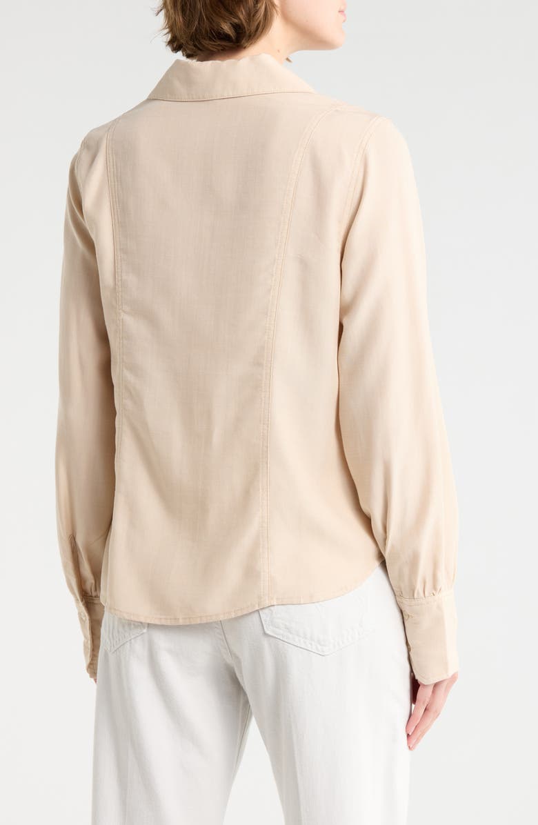 Democracy Embroidered Chambray Button-Up Shirt, Alternate, color, Macadamia