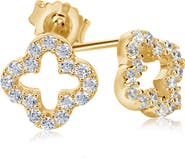 SUZY LEVIAN Sterling Sterling CZ Clover Stud Earrings