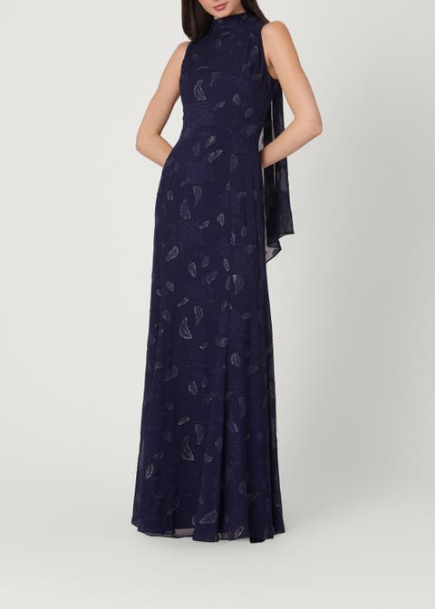 Midnight Lurex Clip Chiffon Quinn Dress