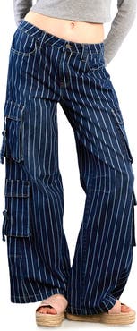 Wash Lab Denim High Waist Straight Leg Cargo Jeans