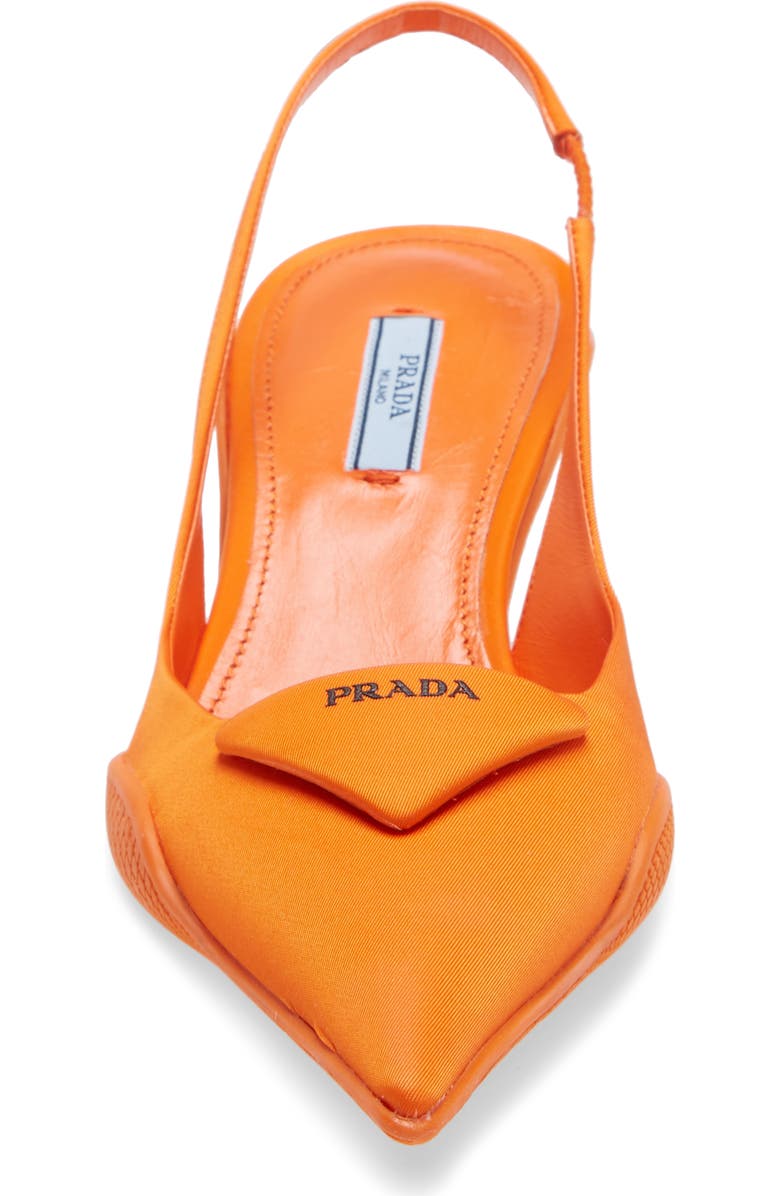 Prada Triangle Logo Pointed Toe Slingback Pump, Alternate, color,