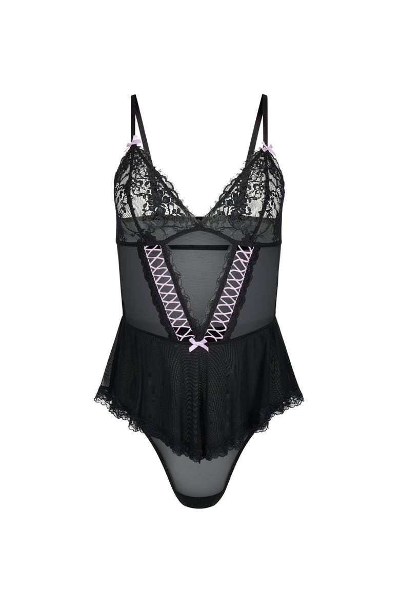 Adore Me Eleanor Bodysuit Lingerie, Alternate, color, Black