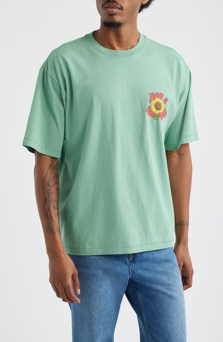 MARKET SMILEY<sup>®</sup> Sunflower Graphic T-Shirt, Main, color, Green