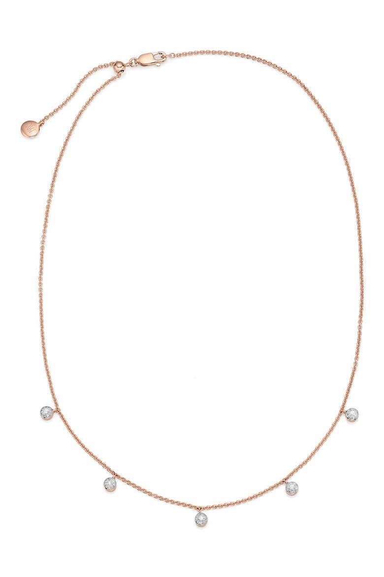 Fiji Tiny Button Diamond Slider Necklace, Main, color, ROSE GOLD