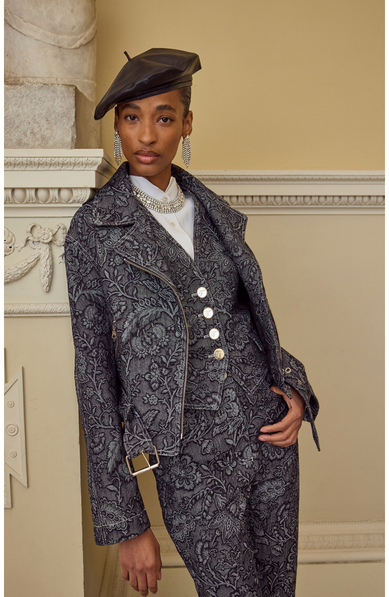 Temperley London Francis Denim Jacket, Alternate, color, Washed Black