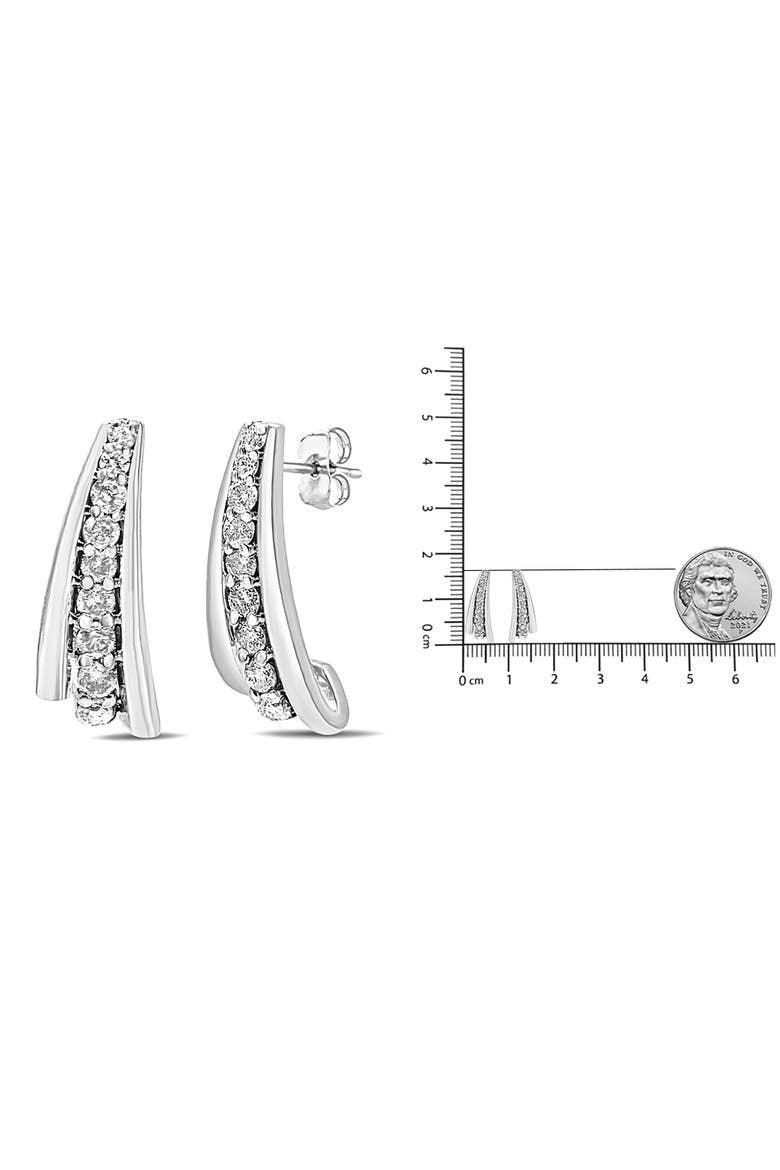 Silver 1 Ct Round Diamond Graduated Huggie Earrings, Alternate, color, White