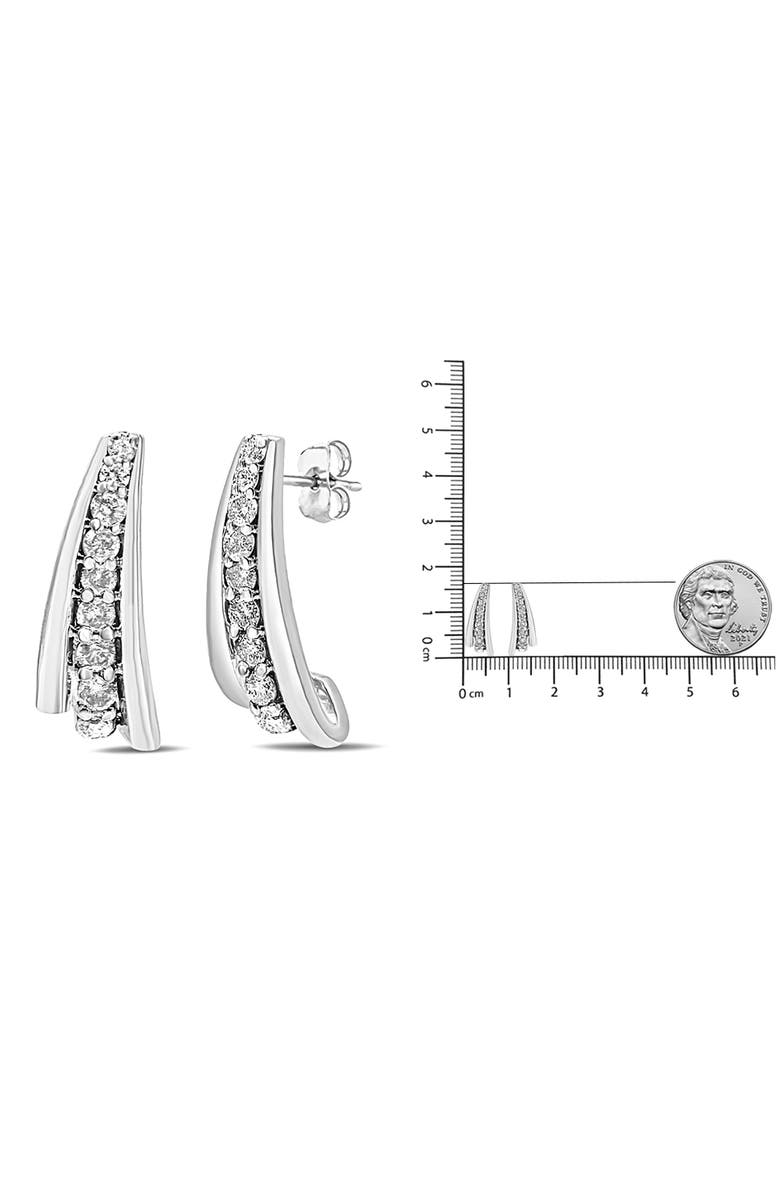 Haus of Brilliance Silver 1 Ct Round Diamond Graduated Huggie Earrings, Alternate, color, White