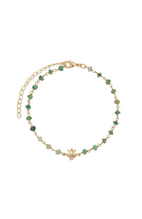 Focused Serenity - Ombre Emerald Lotus Charm Bracelet