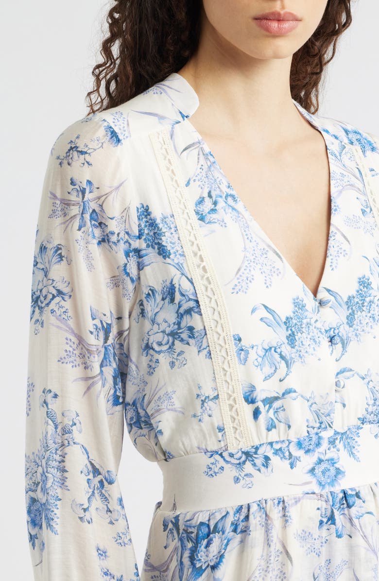 Chelsea28 Floral Long Sleeve Tiered Minidress, Alternate, color, Blue Floral