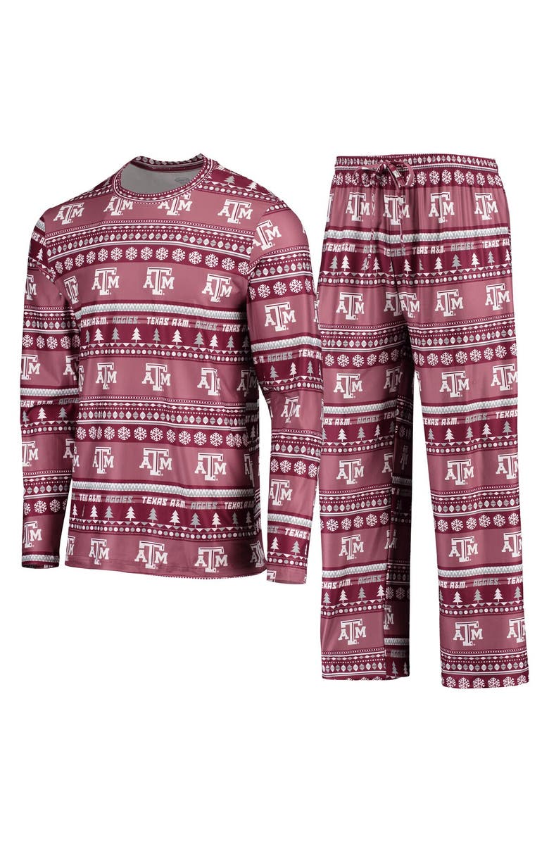 CONCEPTS SPORT Men's Concepts Sport Maroon Texas A&M Aggies Ugly Sweater Long Sleeve T-Shirt and Pants Sleep Set, Main, color, Maroon