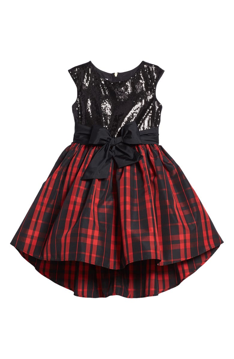 Pippa & Julie Sequin & Plaid Taffeta Dress, Main, color, 