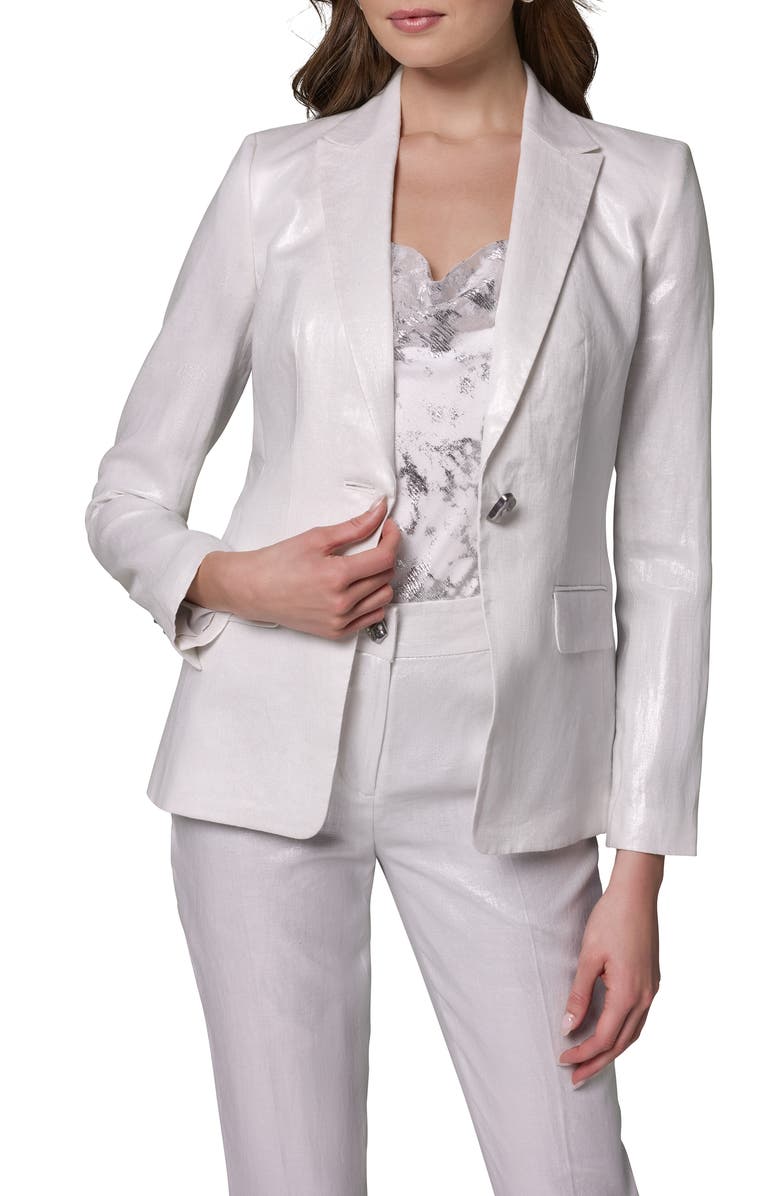 Donna Karan New York One-Button Linen Blazer, Alternate, color, 