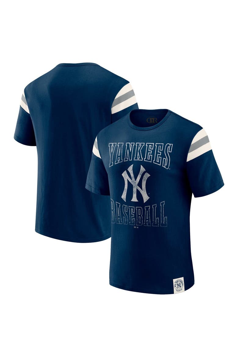 Men's Darius Rucker Collection by Fanatics Navy New York Yankees Distressed Sleeve Stripe T-Shirt, Main, color, Navy