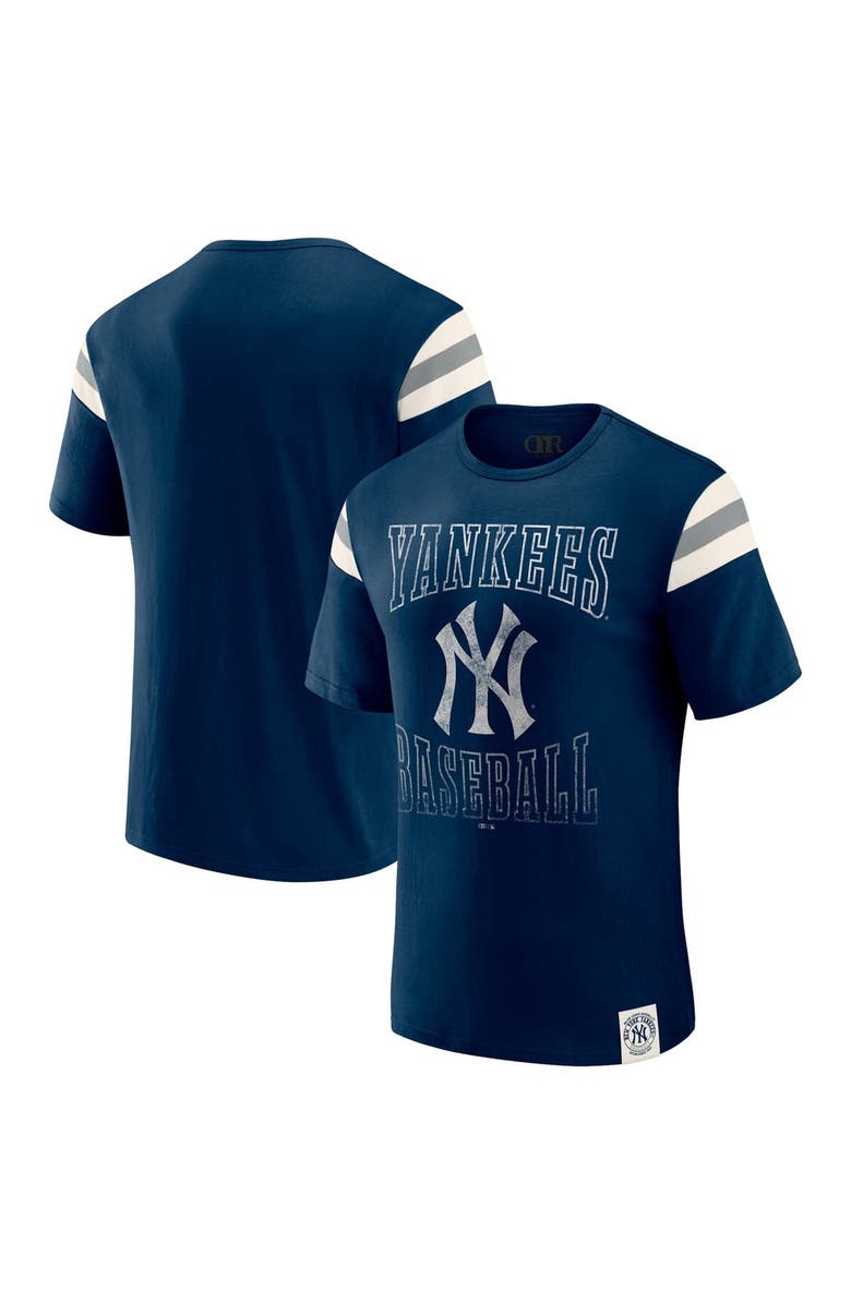 Darius Rucker Collection by Fanatics Men's Darius Rucker Collection by Fanatics Navy New York Yankees Distressed Sleeve Stripe T-Shirt, Main, color, Navy