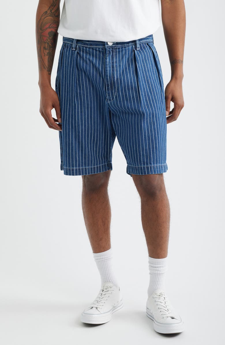 Service Works Part Timer Pinstripe Denim Shorts, Main, color, Indigo