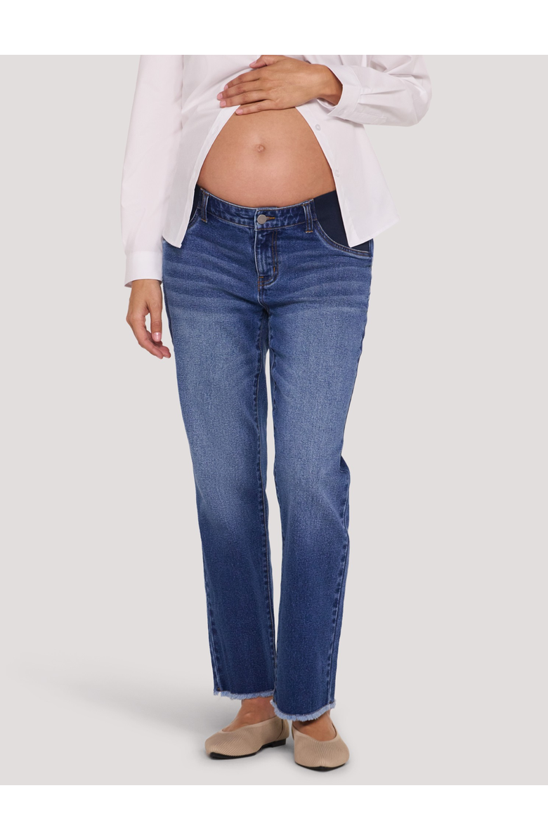 MOTHERHOOD MATERNITY Under the Belly Slim Straight Leg Jeans, Main, color, Medium Wash