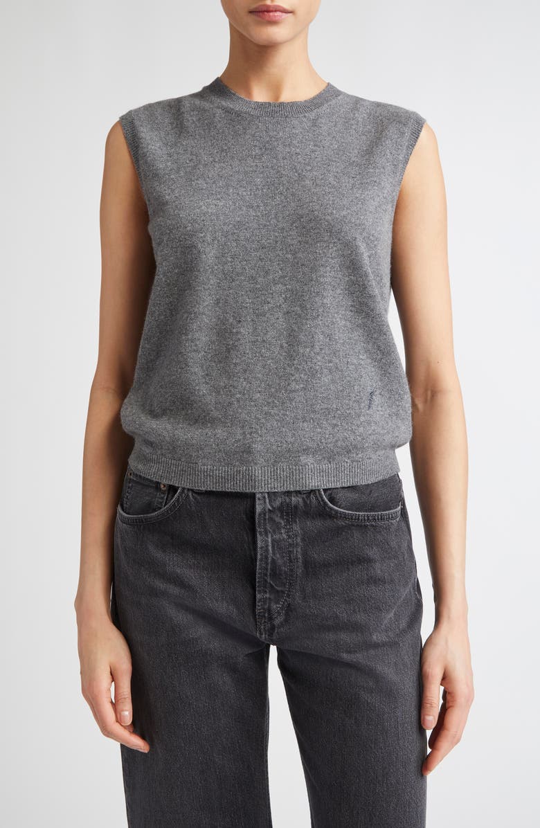 FERRAGAMO Cashmere Blend Sweater Vest, Main, color, Grigio Melange