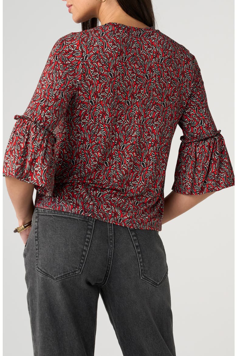 Bell Sleeve Top, Alternate, color, RED/ BLACK MULTI
