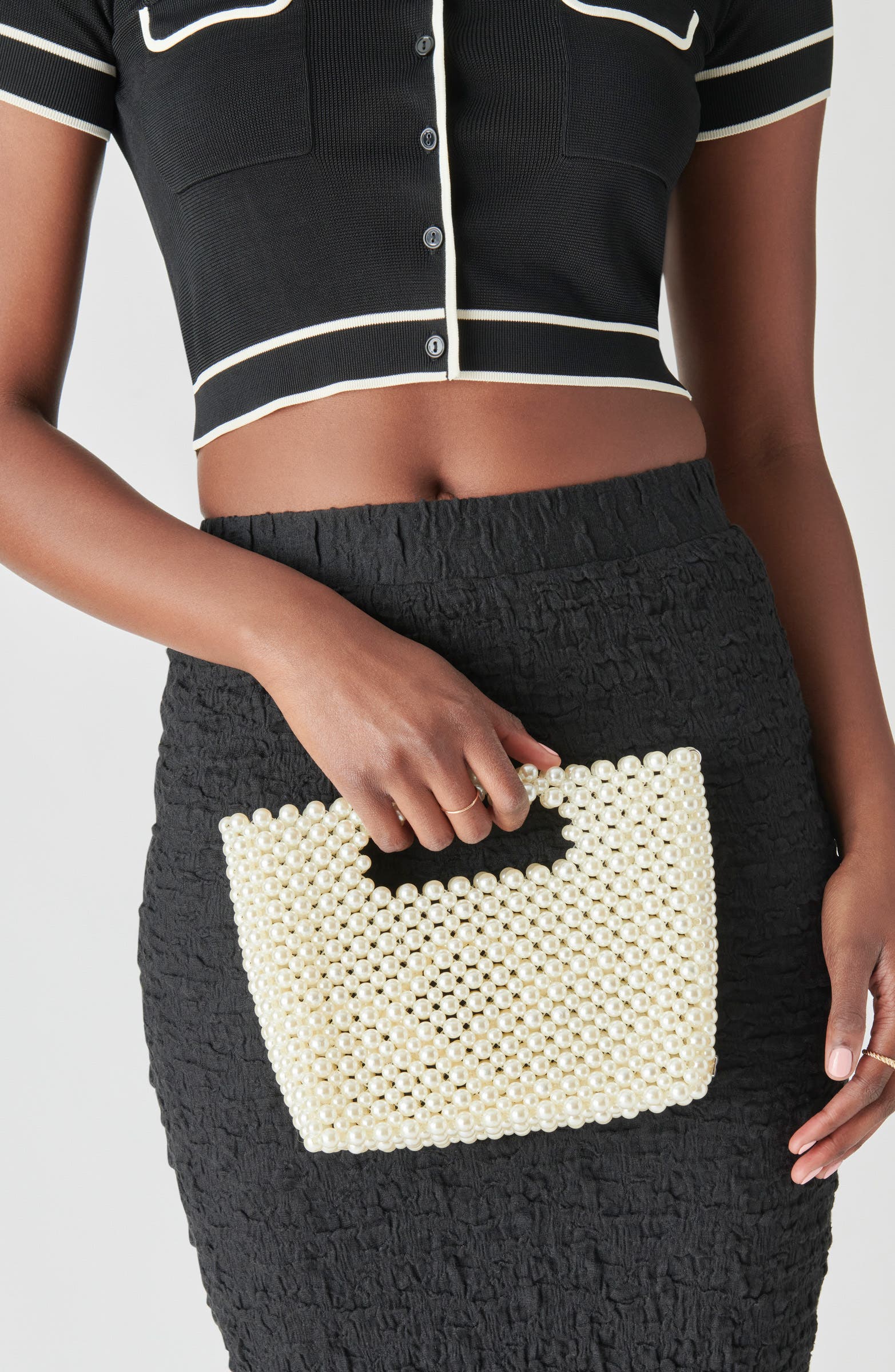 Dolce Vita Linzy Faux Pearl Convertible Crossbody Bag, Alternate, color, Pearl