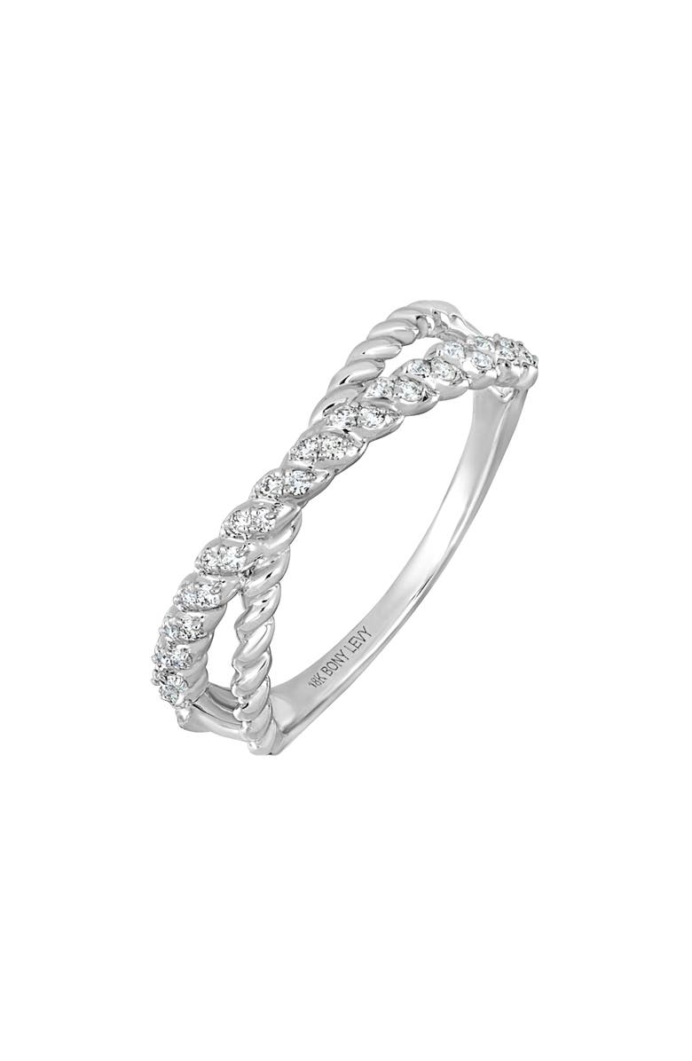 Bony Levy Mykonos Diamond Crossover Ring, Main, color, 18K White Gold