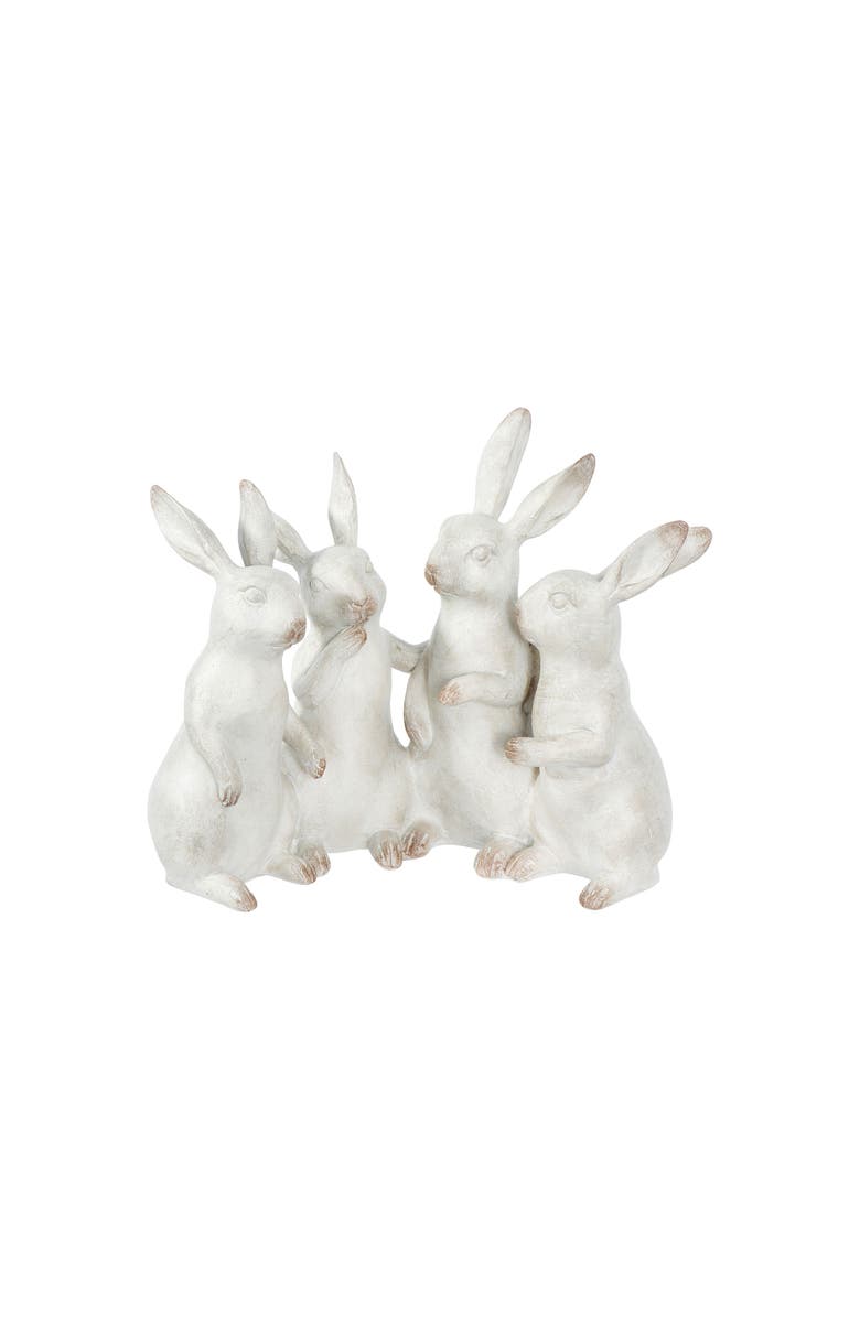 Storied Home Whitewashed Polyresin Bunny Rabbit Quartet, Main, color, White