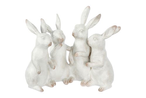Storied Home Whitewashed Polyresin Bunny Rabbit Quartet In White