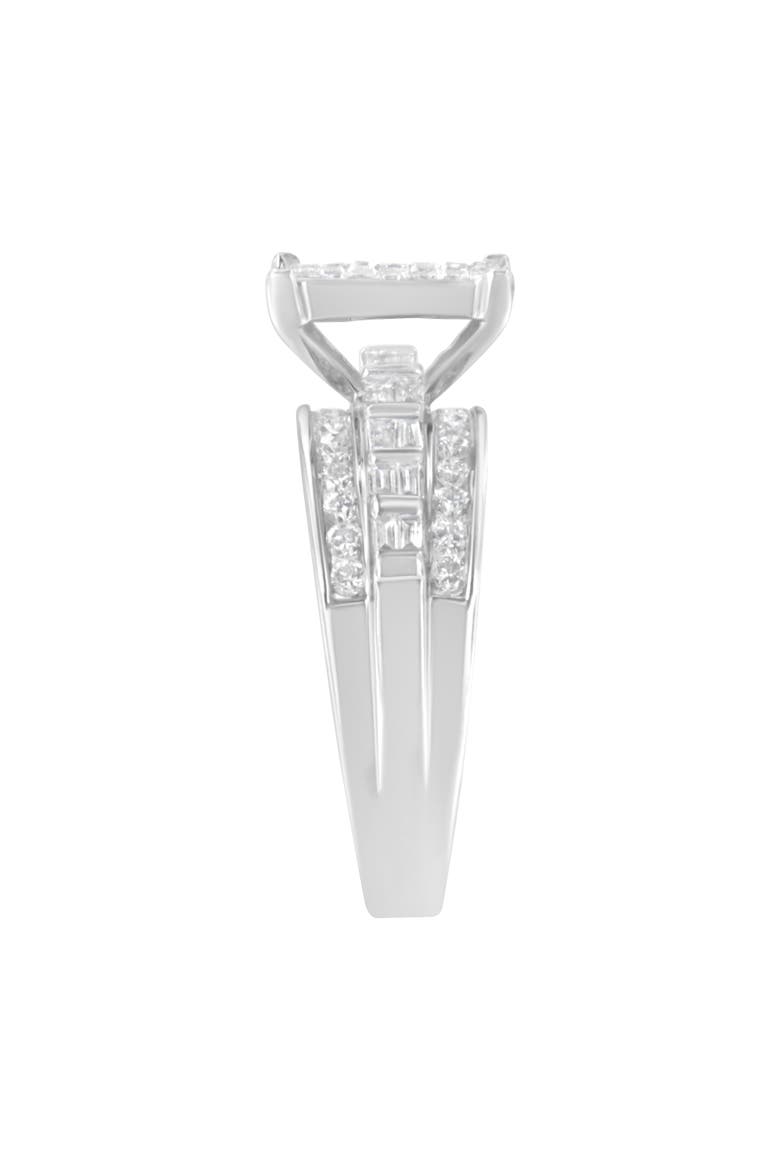 14K White Gold 1.0 Cttw Mixed-Cut Diamond Composite Cluster Ring, Alternate, color, White