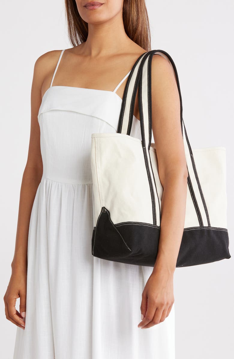 Madden Girl Large Canvas Tote Bag, Alternate, color, Canvas/ Black