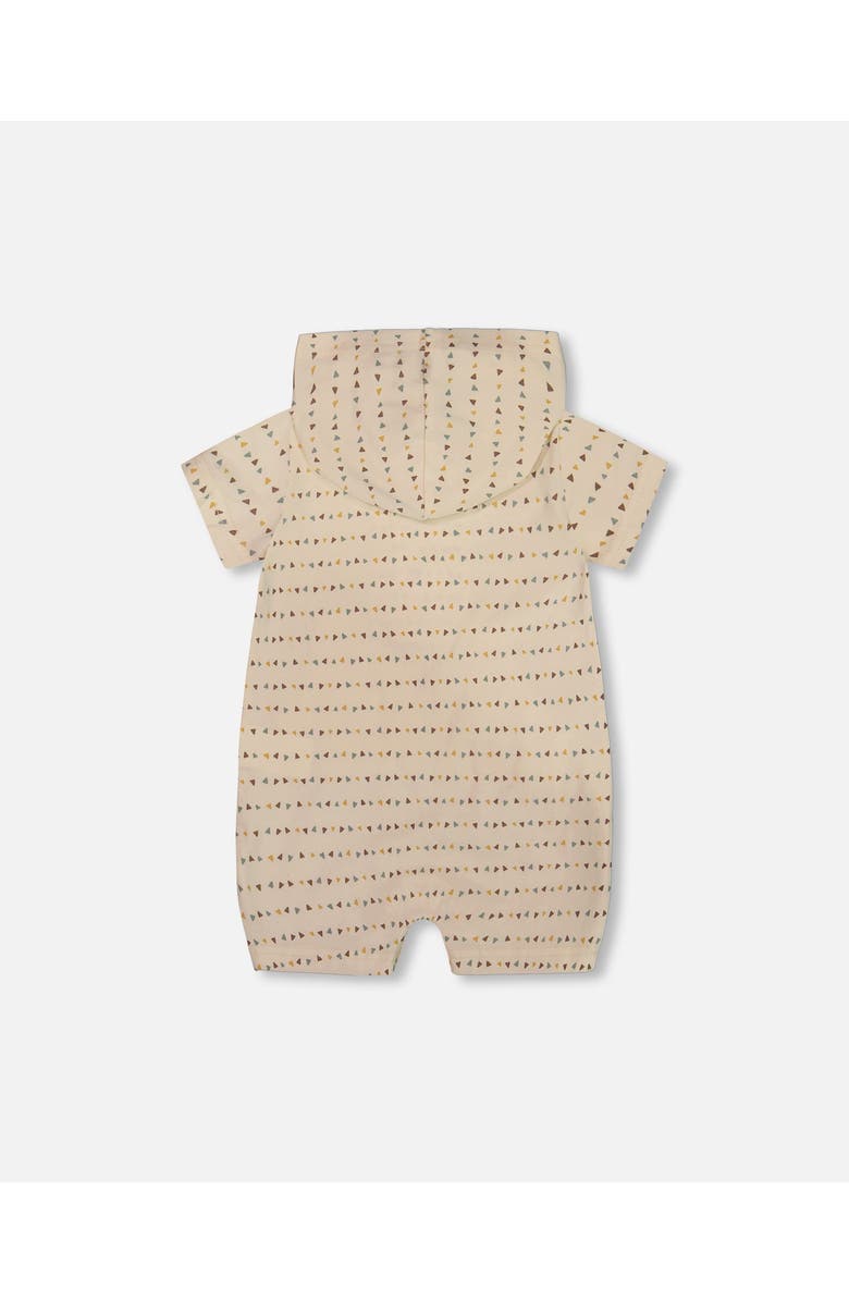 Deux par Deux Baby Boy's Printed Organic Cotton Hooded Romper Off-White, Alternate, color, 
