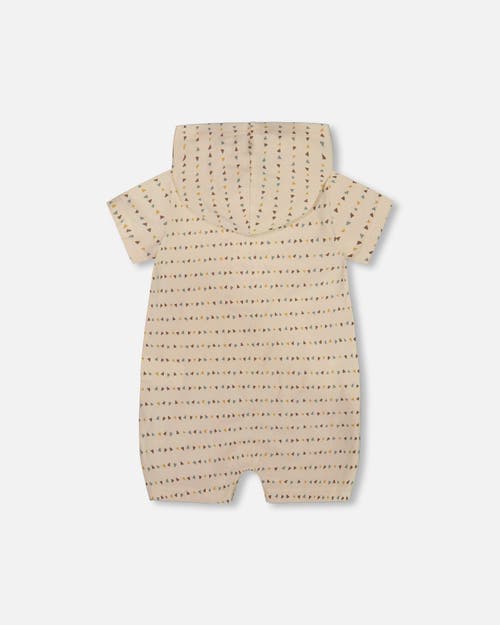 Deux Par Deux Baby Boy's Printed Organic Cotton Hooded Romper Off-white In Off-white