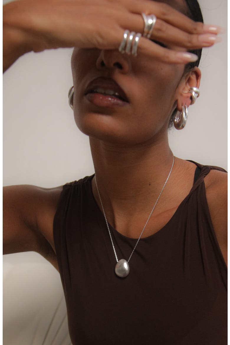 Luna Dome Necklace in Silver, Alternate, color, Silver