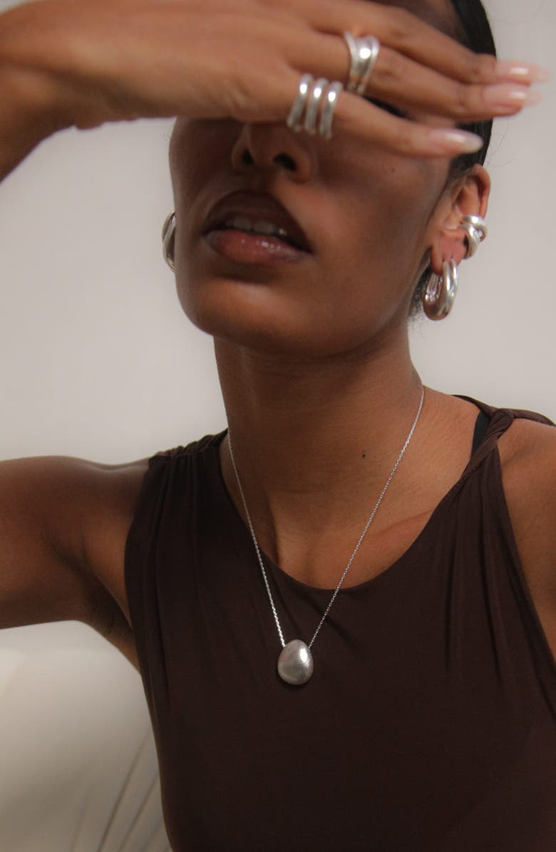 YOJ Luna Dome Necklace in Silver, Alternate, color, Silver
