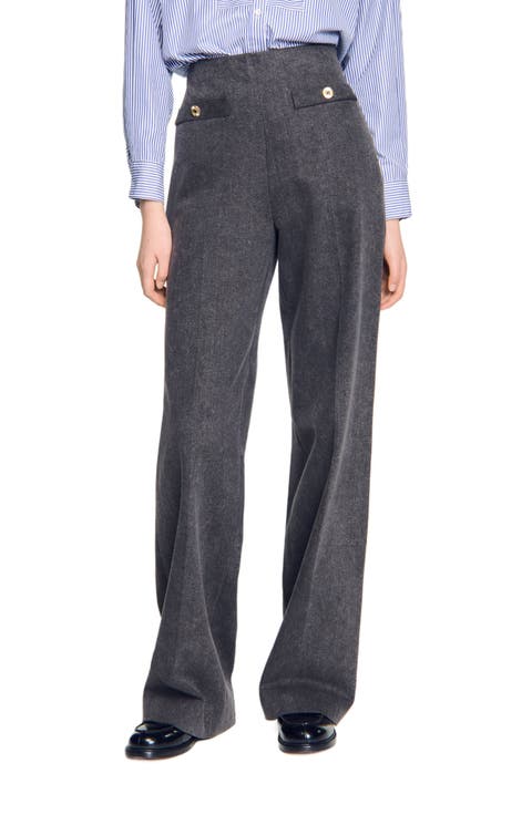 YENN / HIGH RISE TUCK WIDE PANTS / GRAY