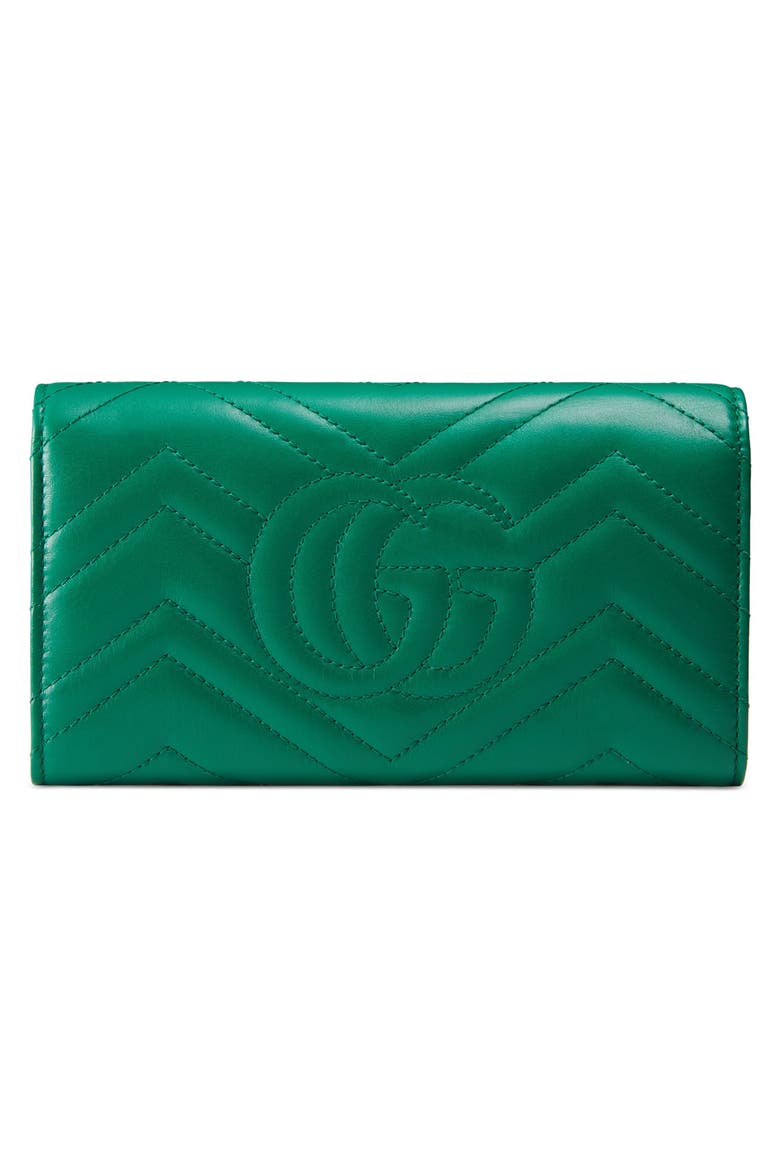 GG Marmont Matelassé Leather Continental Wallet, Alternate, color, EMERALD/ EMERALD