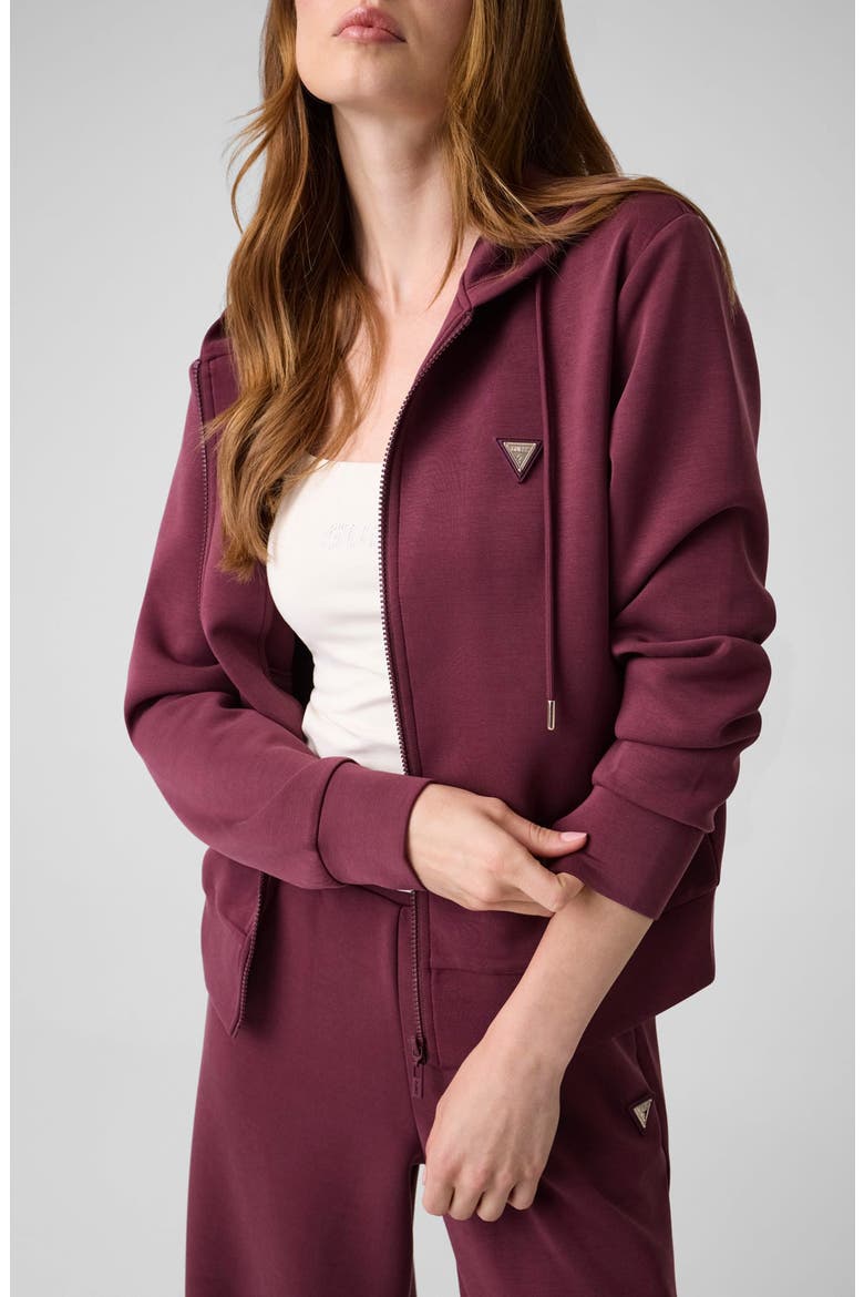 Olympe Full Zip Hoodie, Main, color, DARK RED