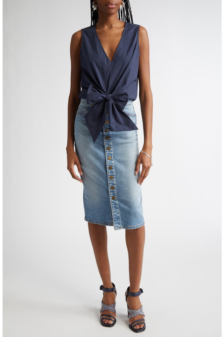 Svetlana Tie Hem Sleeveless Crop Top, Alternate, color, NAVY