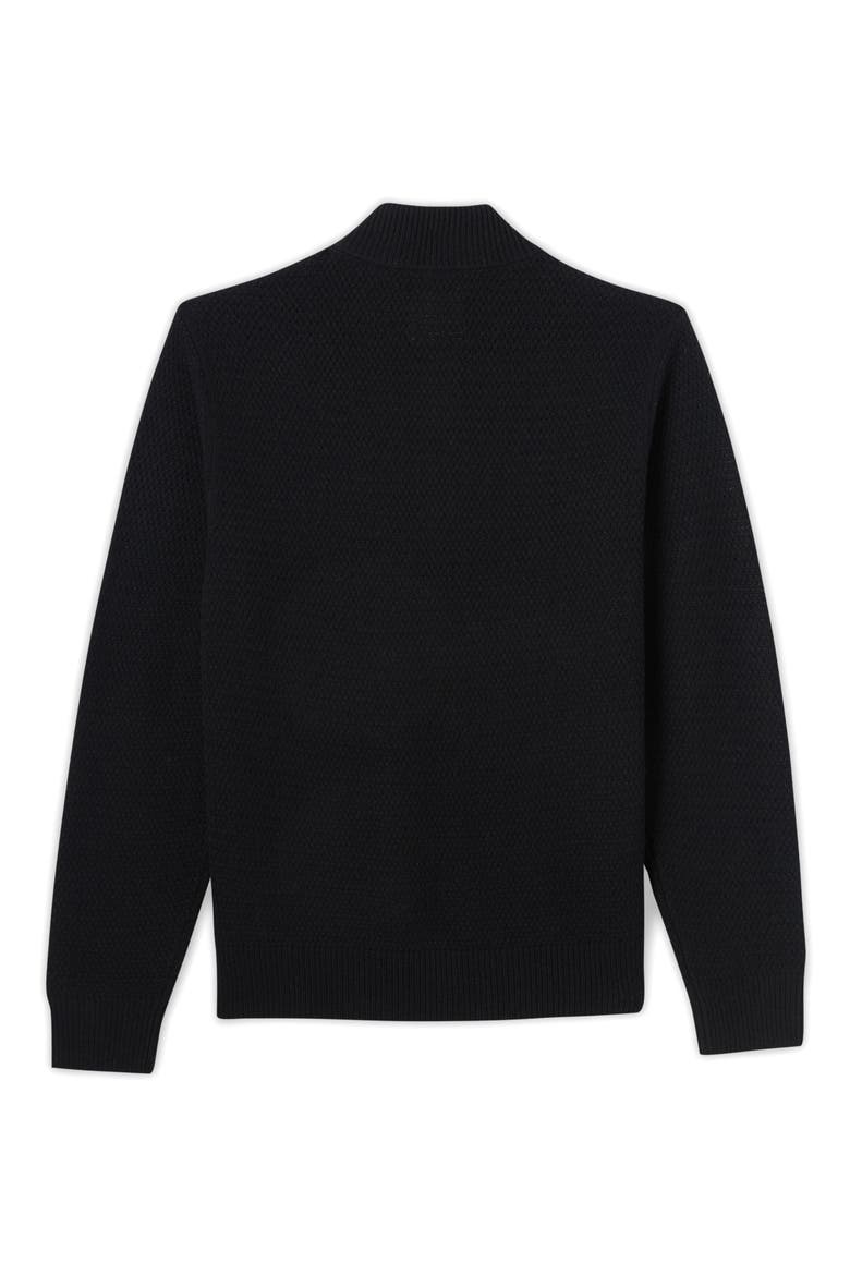Merino Wool Half Zip Sweater, Alternate, color, BLACK