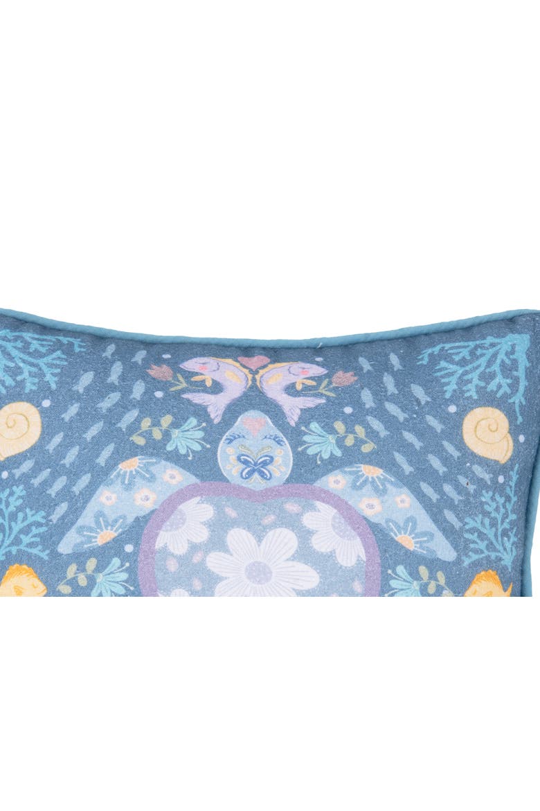 Turtle Coral Cotton Blend Printed Mini Accent Pillow 10" x 10", Alternate, color, Blue