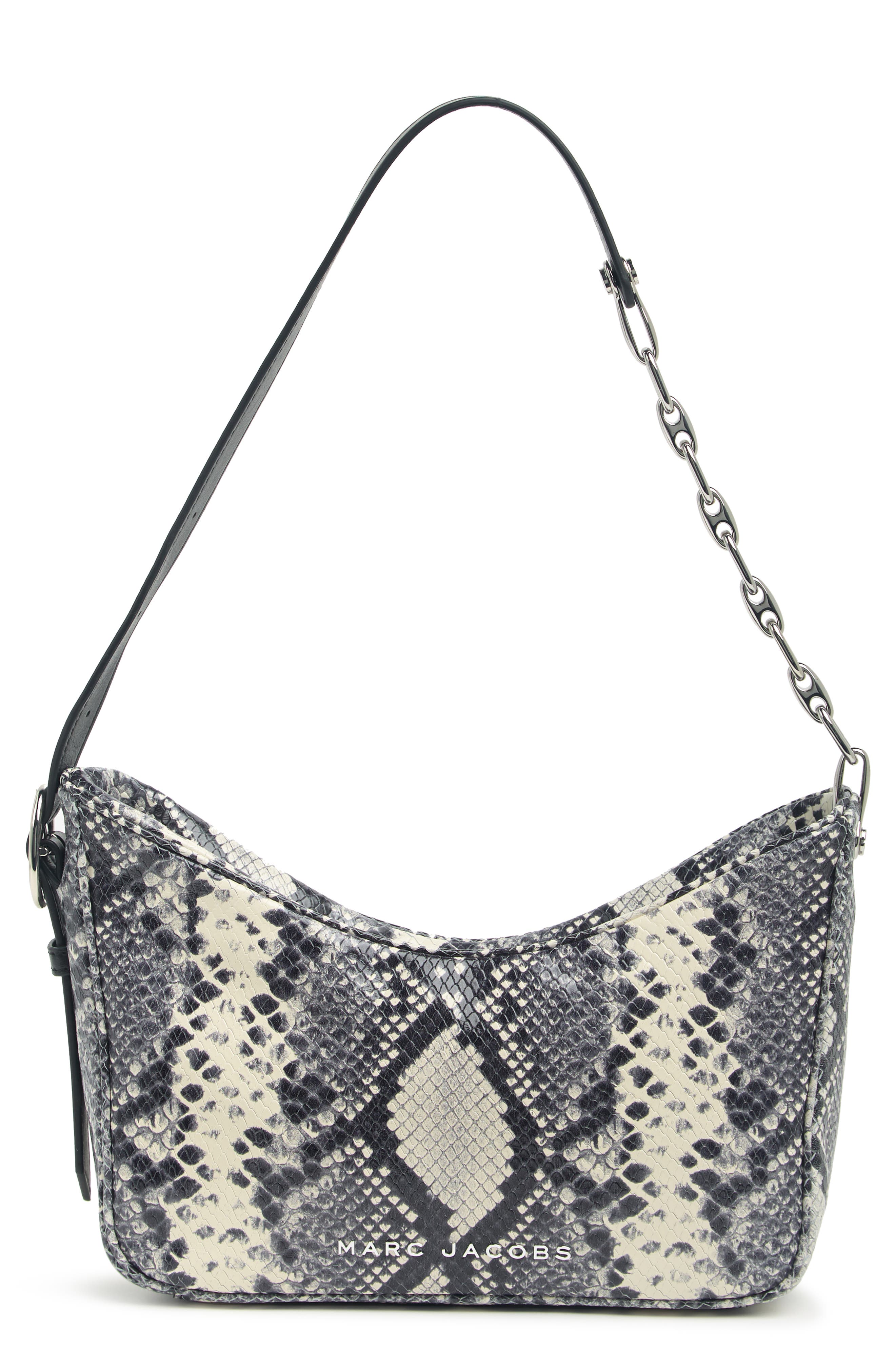 Marc Jacobs Snake Embossed Leather Baguette Shoulder Bag, Main, color, 