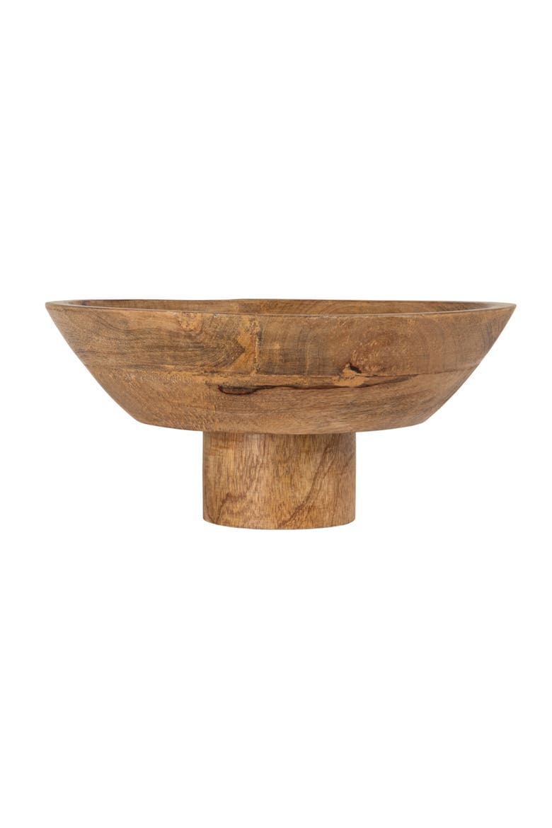 Mango Wood Footed Bowl, Natural, Alternate, color, Natural
