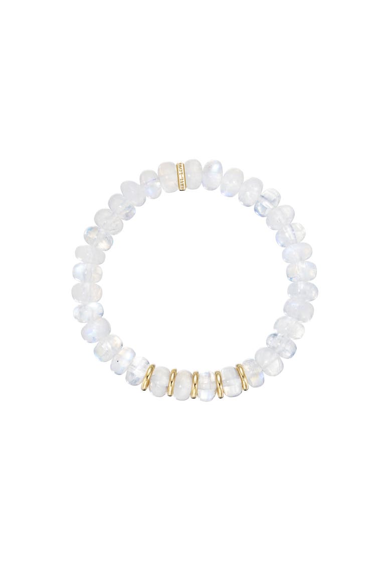 YG Rainbow Moonstone 8mm Bead Bracelet with 5 Gold Rondelles, Alternate, color, Moonstone / 14kt Yellow Gold