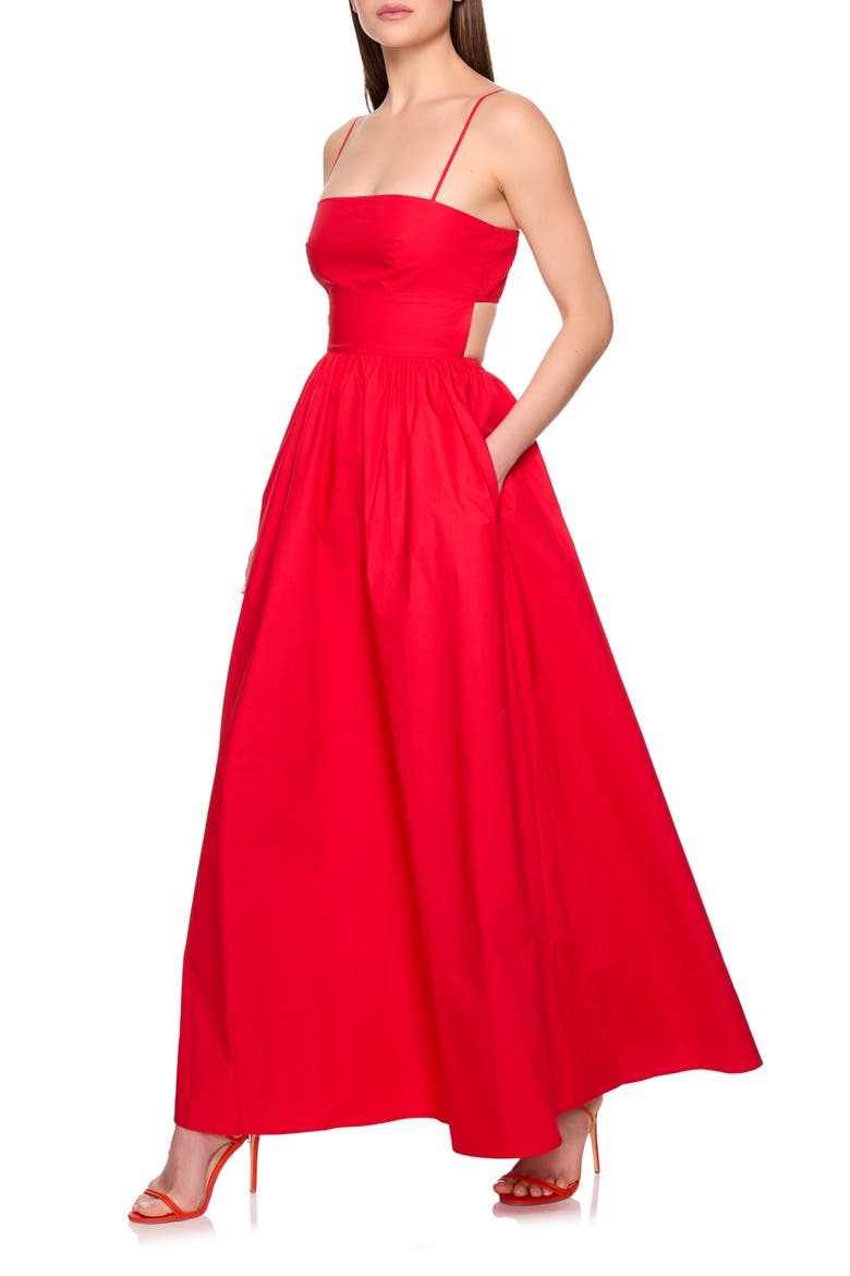 Open Back Cotton Poplin Maxi Dress, Alternate, color, PERFECT RED