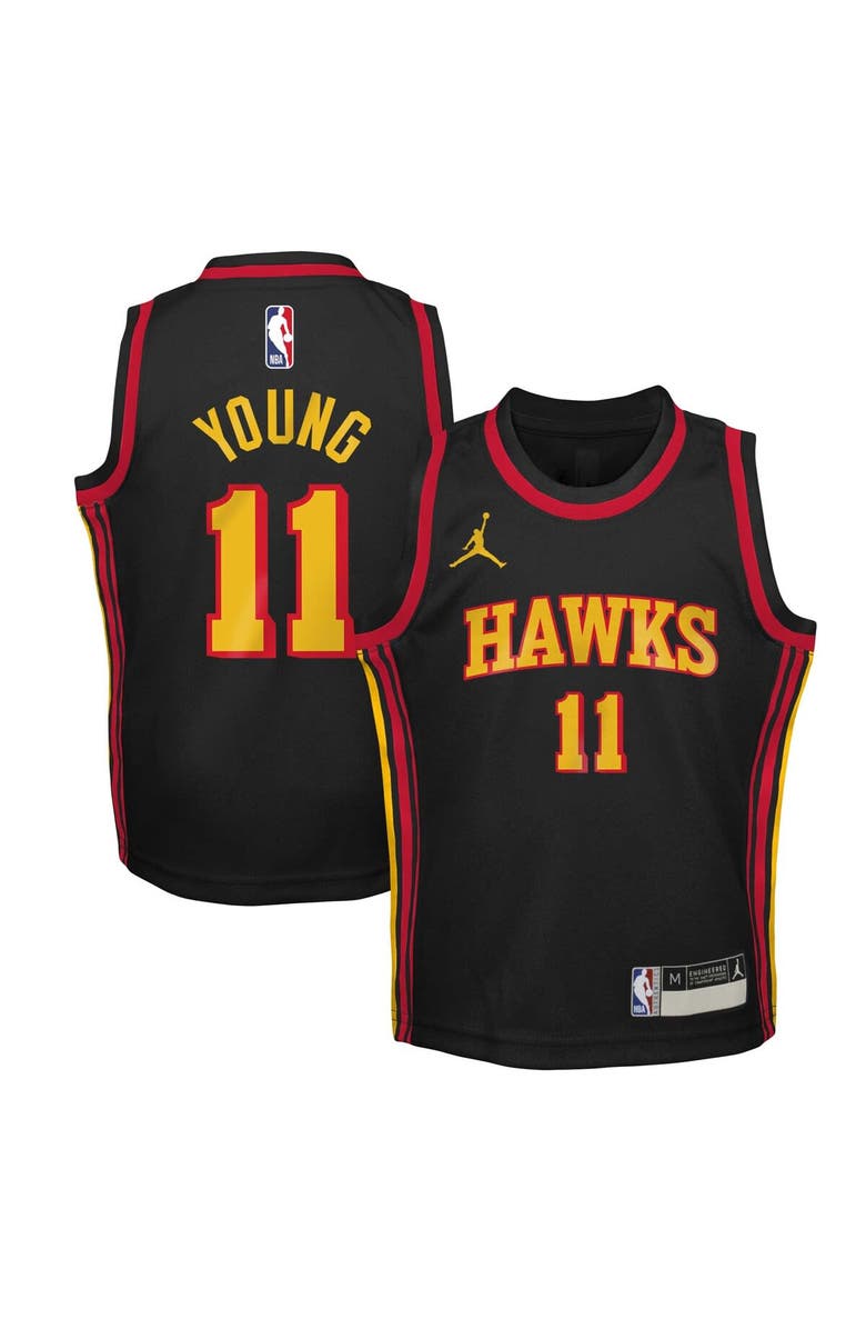 Jordan Brand Preschool Jordan Brand Trae Young Black Atlanta Hawks 2022/23 Replica Jersey - Statement Edition, Main, color, 