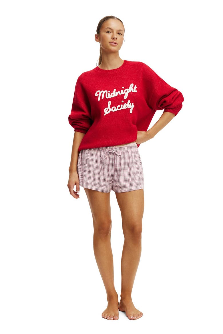 Women's Oversized Knit Sweater, Alternate, color, Glowberry Midnight Society