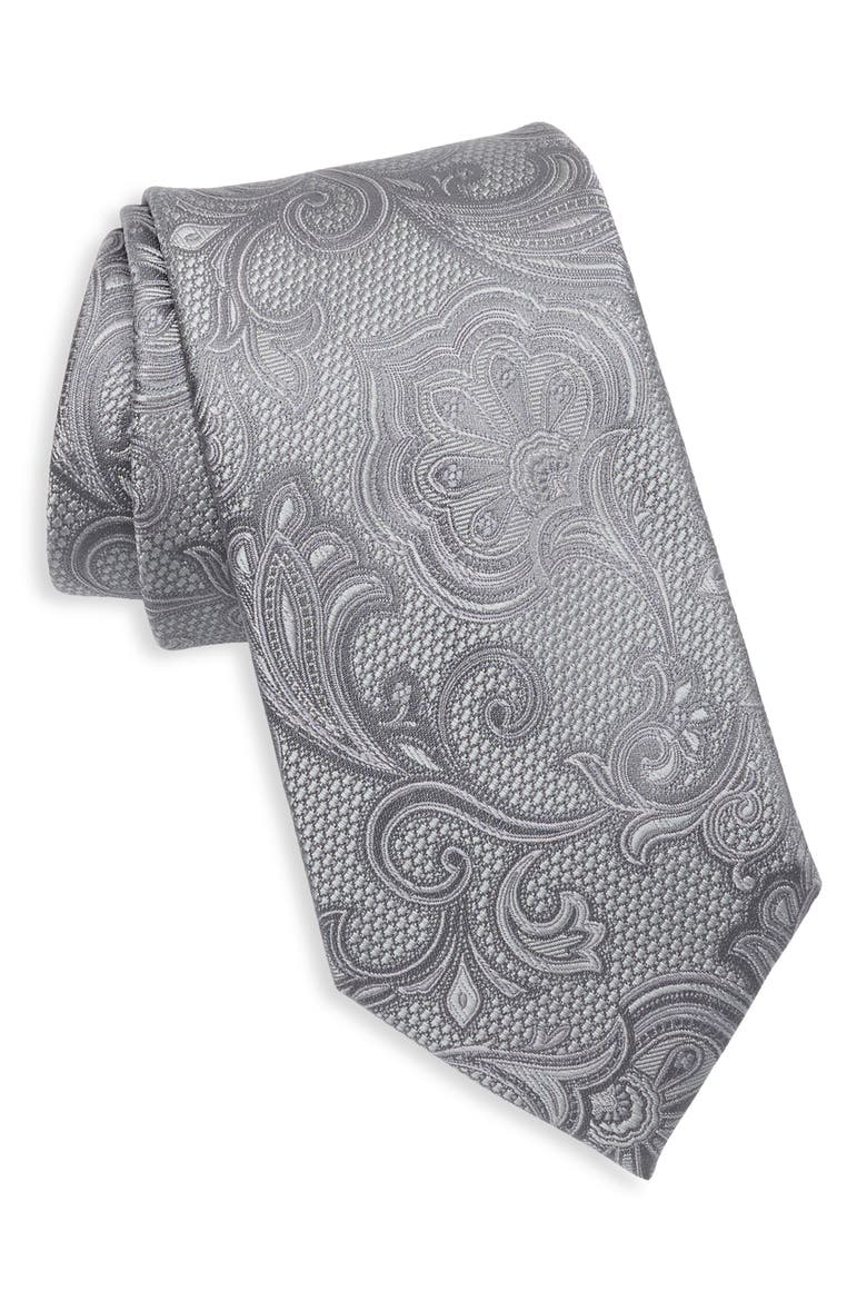London Paisley Tie, Main, color, GREY