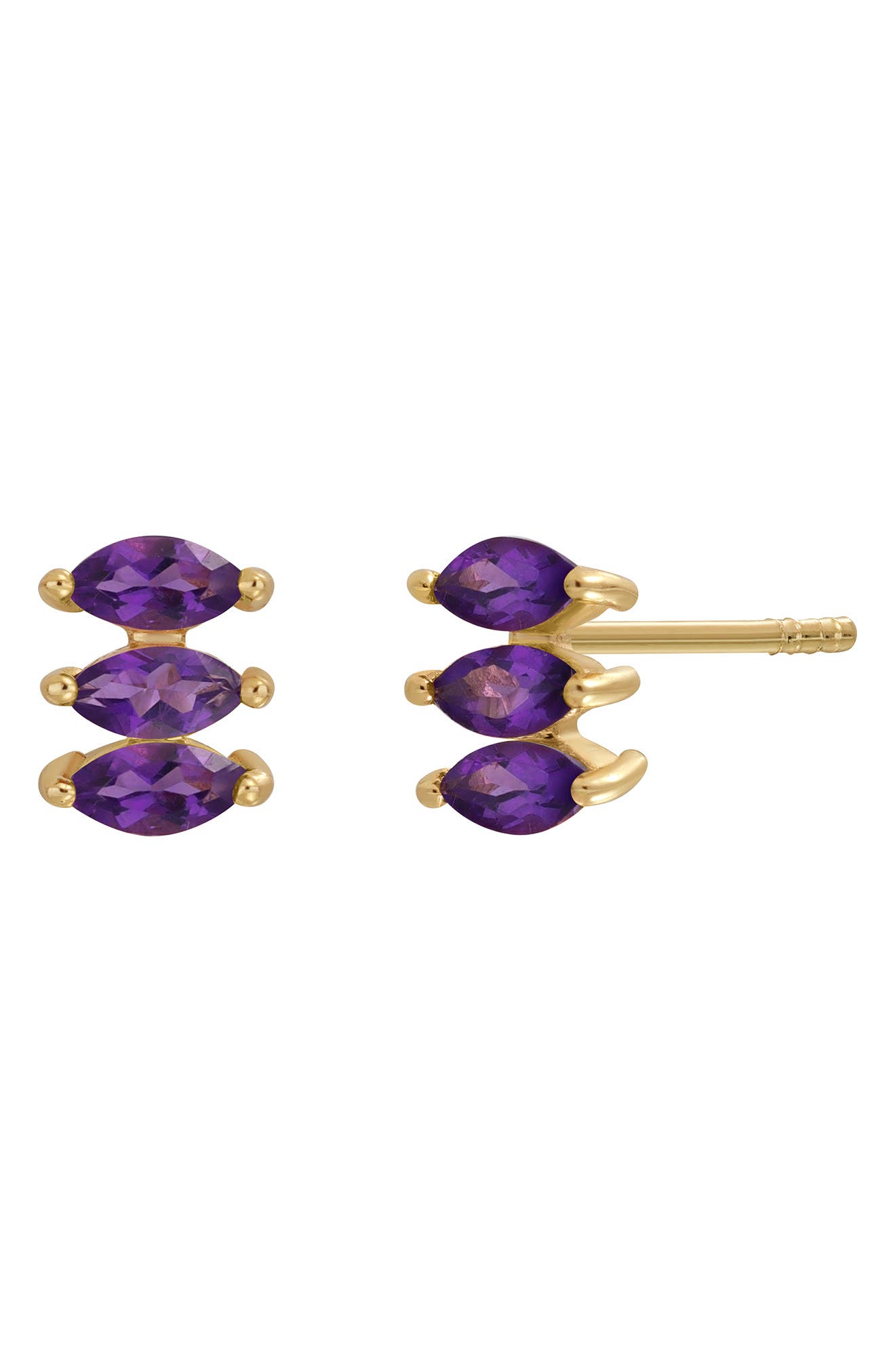 Bony Levy 14K Gold Marquise Amethyst Stud Earrings in 0.6 14Ky 
