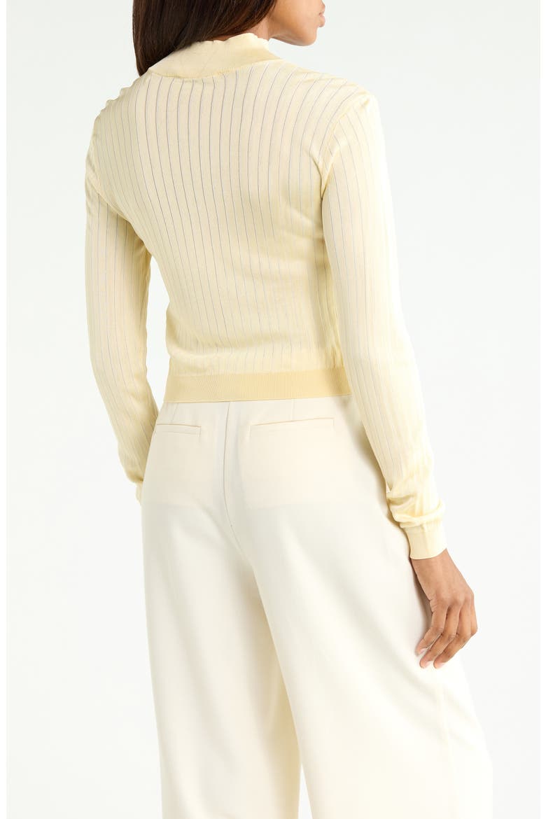 The Crop Fitted Mock Neck Sweater, Alternate, color, BUTTER