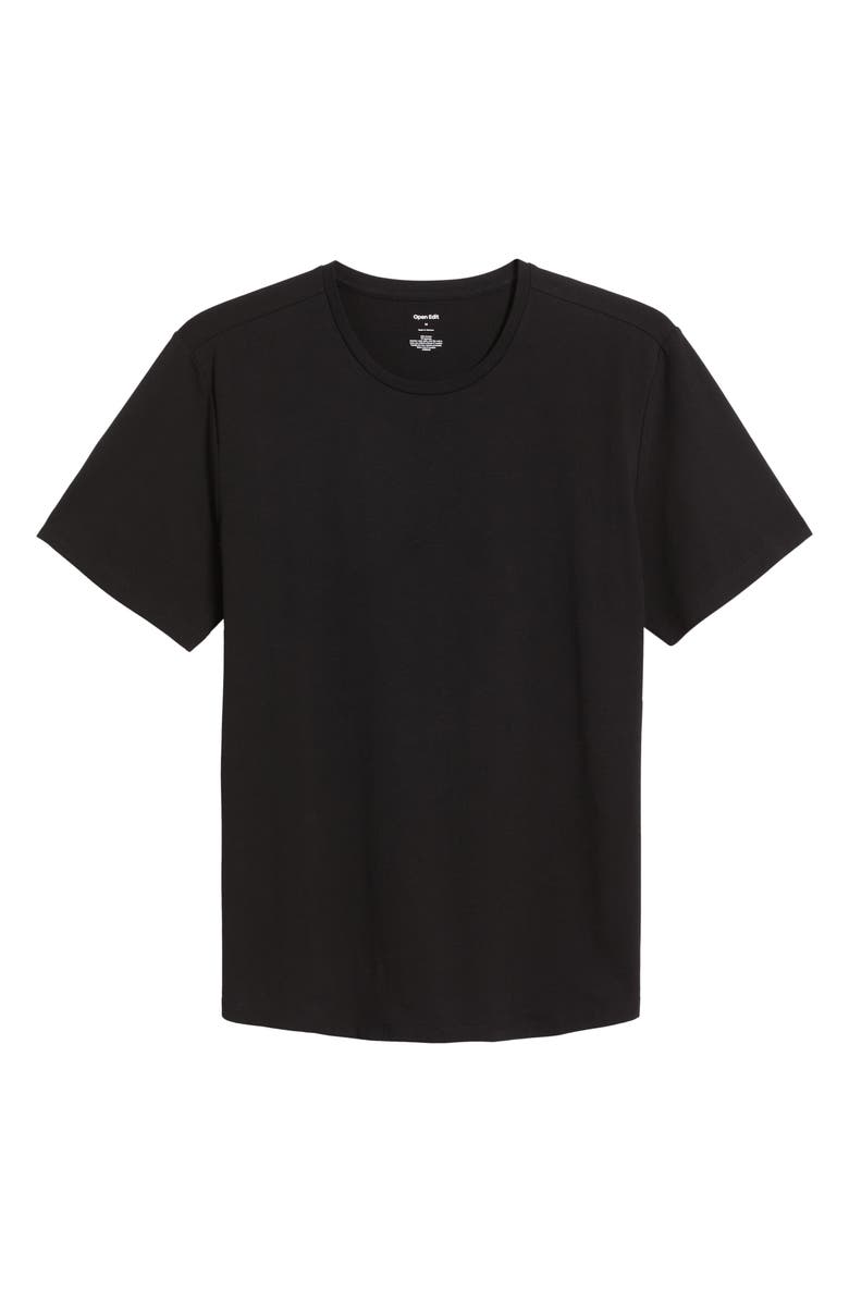 Open Edit Crewneck Stretch Cotton T-Shirt, Alternate, color, Black