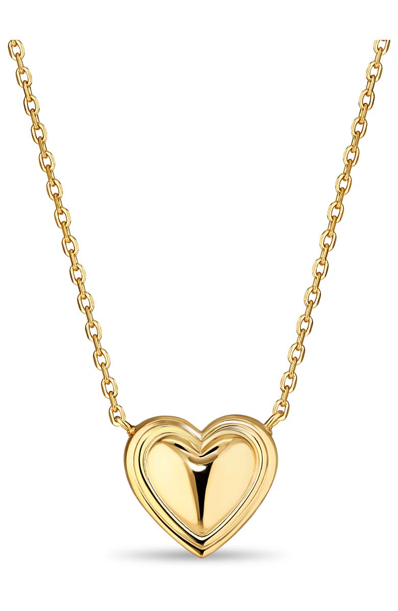DEVATA Contour-lined Heart Necklace in Gold Plated Sterling Silver, Main, color, Yellow Gold